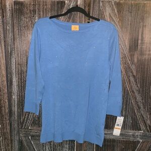 Ruby Rd. Elegant Blue Long Sleeve Top